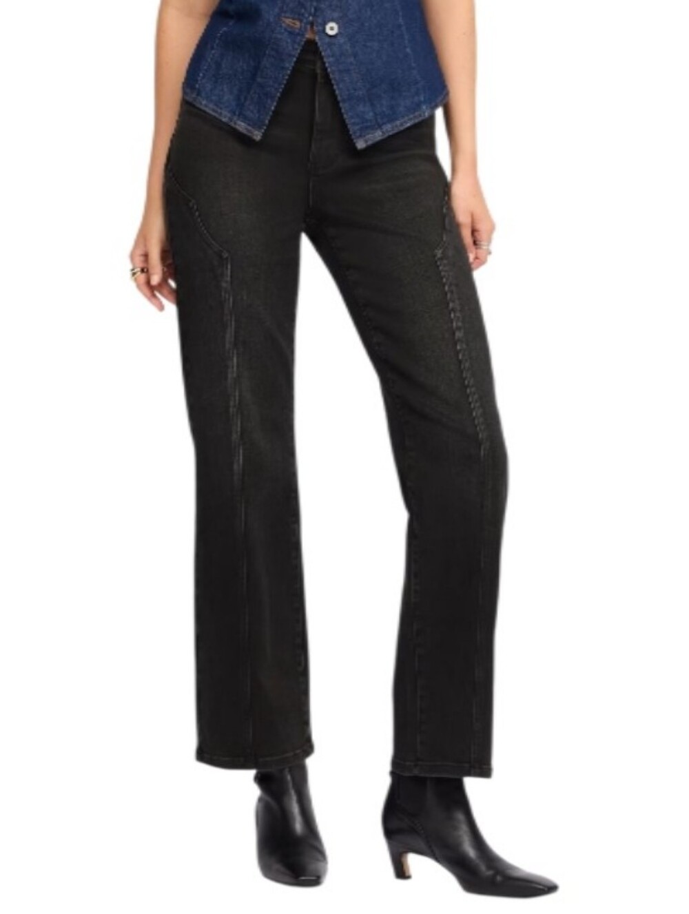 Judy Blue Mid-Rise Straight Western Seam Detail Black Jeans-NWT